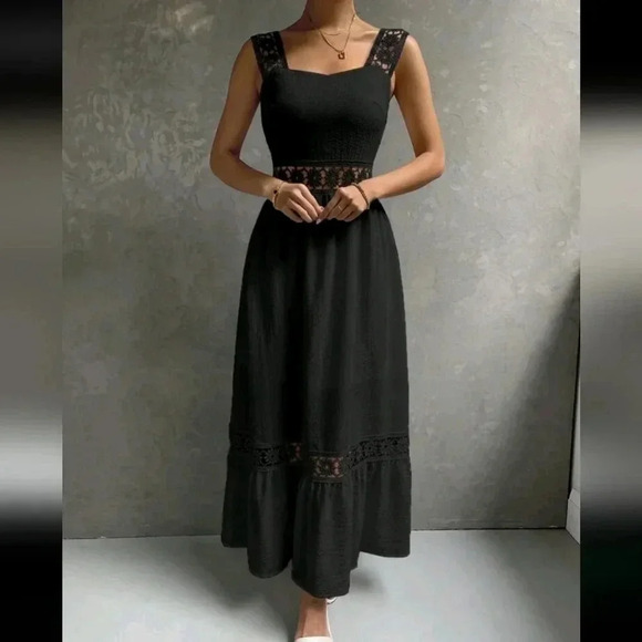 COPY - Guipure Lace Insert Ruffle Hem Dress - Picture 4 of 6